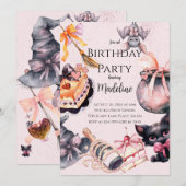 Invitation Halloween coquette mignonne Anniversaire Fête Invi (Devant / Derrière)