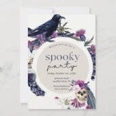 Invitation Halloween corbeau et crâne (Devant)