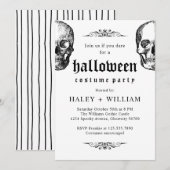 Invitation Halloween Costume fête crâne gothique Éffrayant Th (Devant / Derrière)