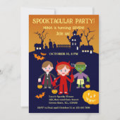 Invitation Halloween Costume fille fête d'anniversaire (Devant)