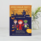 Invitation Halloween Costume fille fête d'anniversaire (Debout devant)