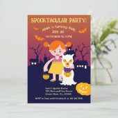 Invitation Halloween Costume fille fête d'anniversaire (Debout devant)