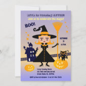 Invitation Halloween Costume fille sorcière fête d'anniversai (Devant)