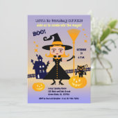 Invitation Halloween Costume fille sorcière fête d'anniversai (Debout devant)