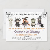 Invitation Halloween Costume noir Monstres fête Anniversaire (Devant)