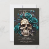 Invitation Halloween Costume Party Crâne Turquoise bleu moder (Devant)