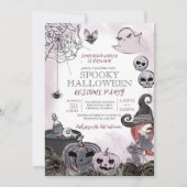 Invitation Halloween Costume Party Éffrayante mignonne sorciè (Devant)