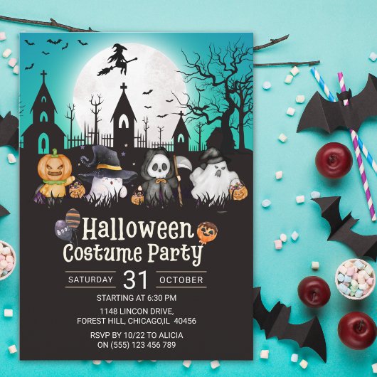 Invitation Halloween Costume Party Fun Ghosts