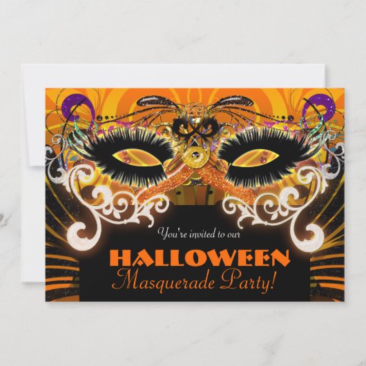 Invitation Halloween Costume Party Masquerade Masque Invitati (Devant)