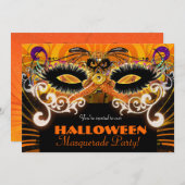 Invitation Halloween Costume Party Masquerade Masque Invitati (Devant / Derrière)