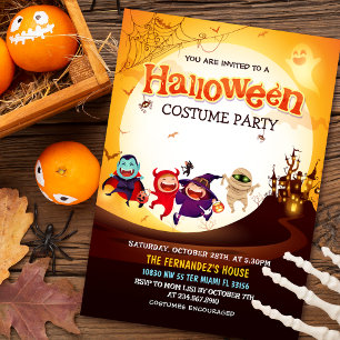 Invitation Halloween Costume Party Orage Anniversaire de enfa