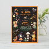 Invitation Halloween Costume Party Orange Green Kids (Debout devant)