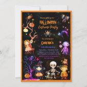 Invitation Halloween Costume Party Orange Purple Kids (Devant)