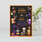 Invitation Halloween Costume Party Orange Purple Kids (Debout devant)