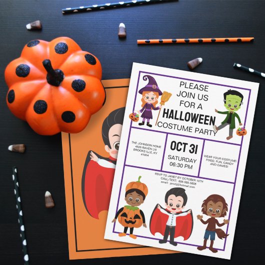 Invitation Halloween Costume Party pour enfants sur mesure