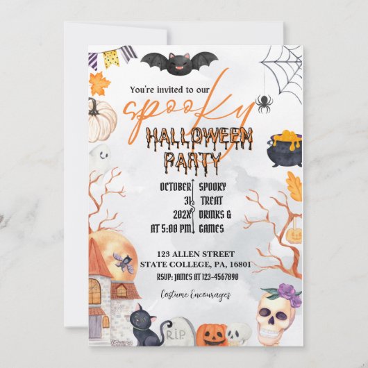 INVITATION HALLOWEEN COSTUME PARTY/TRICK OU TRAITEMENT (Devant)