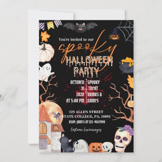 INVITATION HALLOWEEN COSTUME PARTY/TRICK OU TRAITER INVITATIO (Devant)