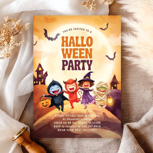 Invitation Halloween Costume pour les enfants de la fête Tric