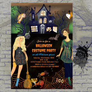 INVITATION HALLOWEEN COSTUME WITCHES PARTY