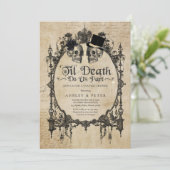Invitation Halloween Couples Douche Fiançailles crâne gothiqu (Debout devant)