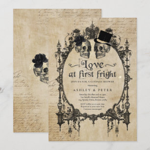 Invitation Halloween Couples Douche Fiançailles crâne gothiqu