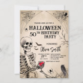 Invitation Halloween crâne adulte vintage fête d'anniversaire (Devant)