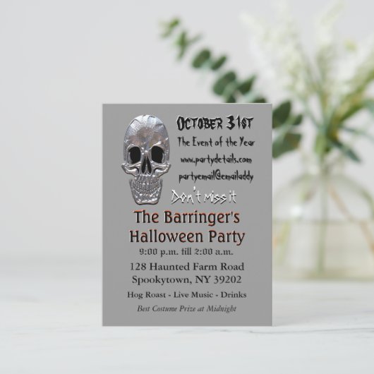 Invitation Halloween crâne Big Bash (Debout devant)