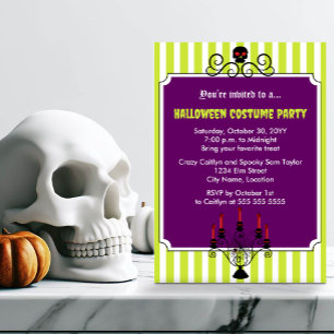 Invitation Halloween Crâne Candelabra Costume Party
