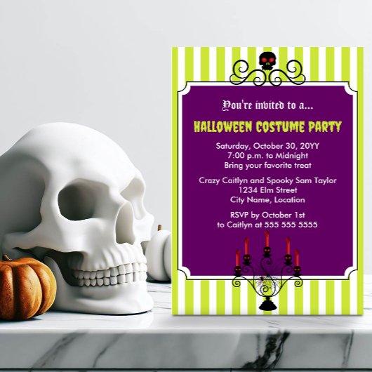 Invitation Halloween Crâne Candelabra Costume Party