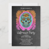 Invitation Halloween Crâne de sucre Chalkboard Party Invitati (Devant)
