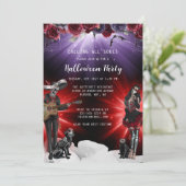 Invitation Halloween crâne éffrayant sucre (Debout devant)