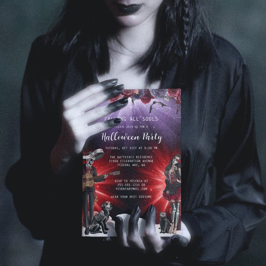 Invitation Halloween crâne éffrayant sucre