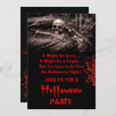 Invitation Halloween crâne et os effrayant  (Devant / Derrière)