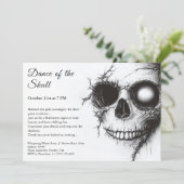 Invitation Halloween crâne - Fête noire et Éffraya (Debout devant)