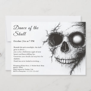 Invitation Halloween crâne - Fête noire et Éffraya