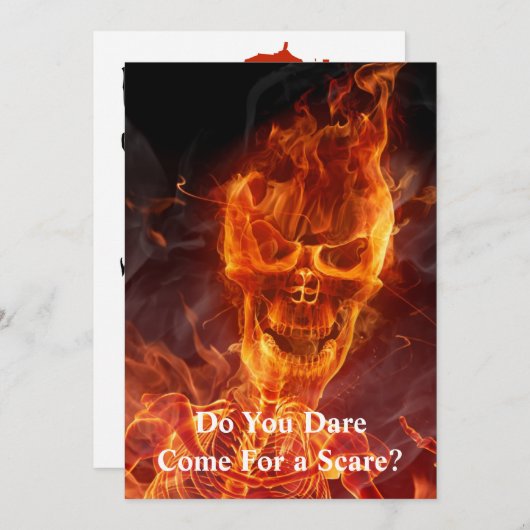 Invitation Halloween crâne flamboyant avec texte s (Devant / Derrière)