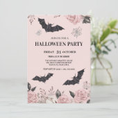 Invitation Halloween crâne floral (Debout devant)