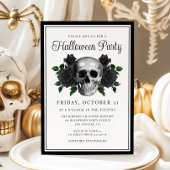 Invitation Halloween Crâne Floral Gothique