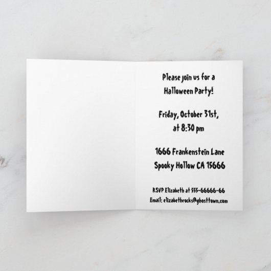 Invitation Halloween crâne hurlant (Intérieur)