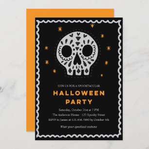 Invitation Halloween crâne lunaire