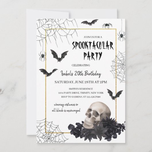 Invitation Halloween crâne Spooktaculaire Anniversaire (Devant)