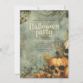 Invitation Halloween crâne vintage (Devant)