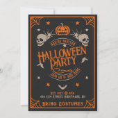 Invitation Halloween crâne vintage (Devant)