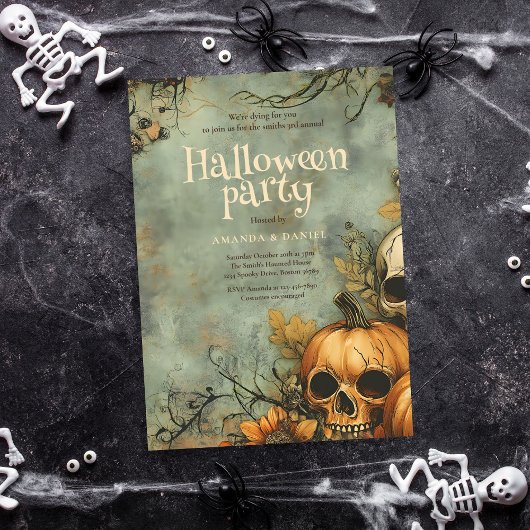 Invitation Halloween crâne vintage