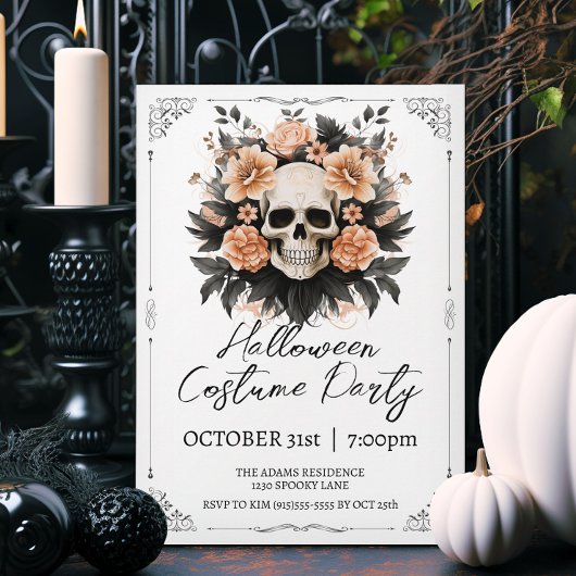 Invitation Halloween crâne vintage
