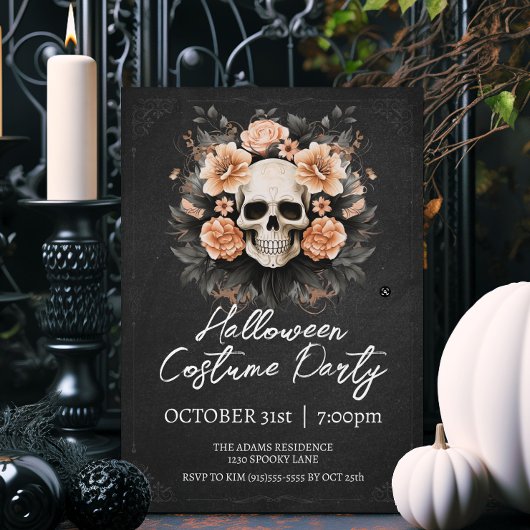Invitation Halloween crâne vintage