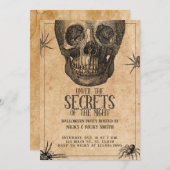 Invitation Halloween, crâne Vintage, soirée costumée (Devant / Derrière)