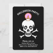Invitation Halloween crânes effrayants sur fond no (Devant)