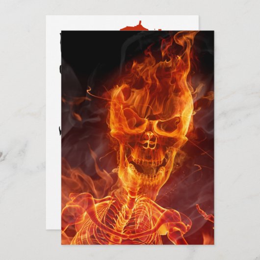 Invitation Halloween crânien avec un texte sanglan (Devant / Derrière)