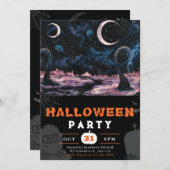 Invitation Halloween crépuscule Alien éffrayant (Devant / Derrière)